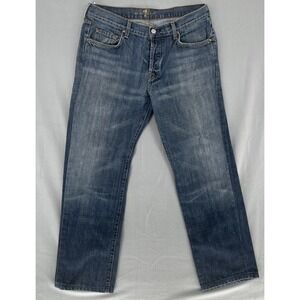 7 Seven For All Mankind Relaxed Straight Men's Jeans 34X29 Buttonfly Blue USA